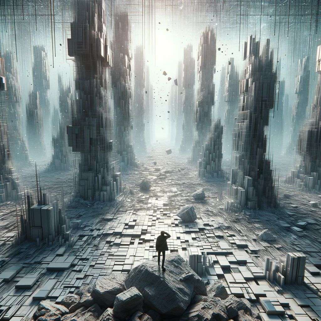 a representation of anxiety, digital art, dystopia